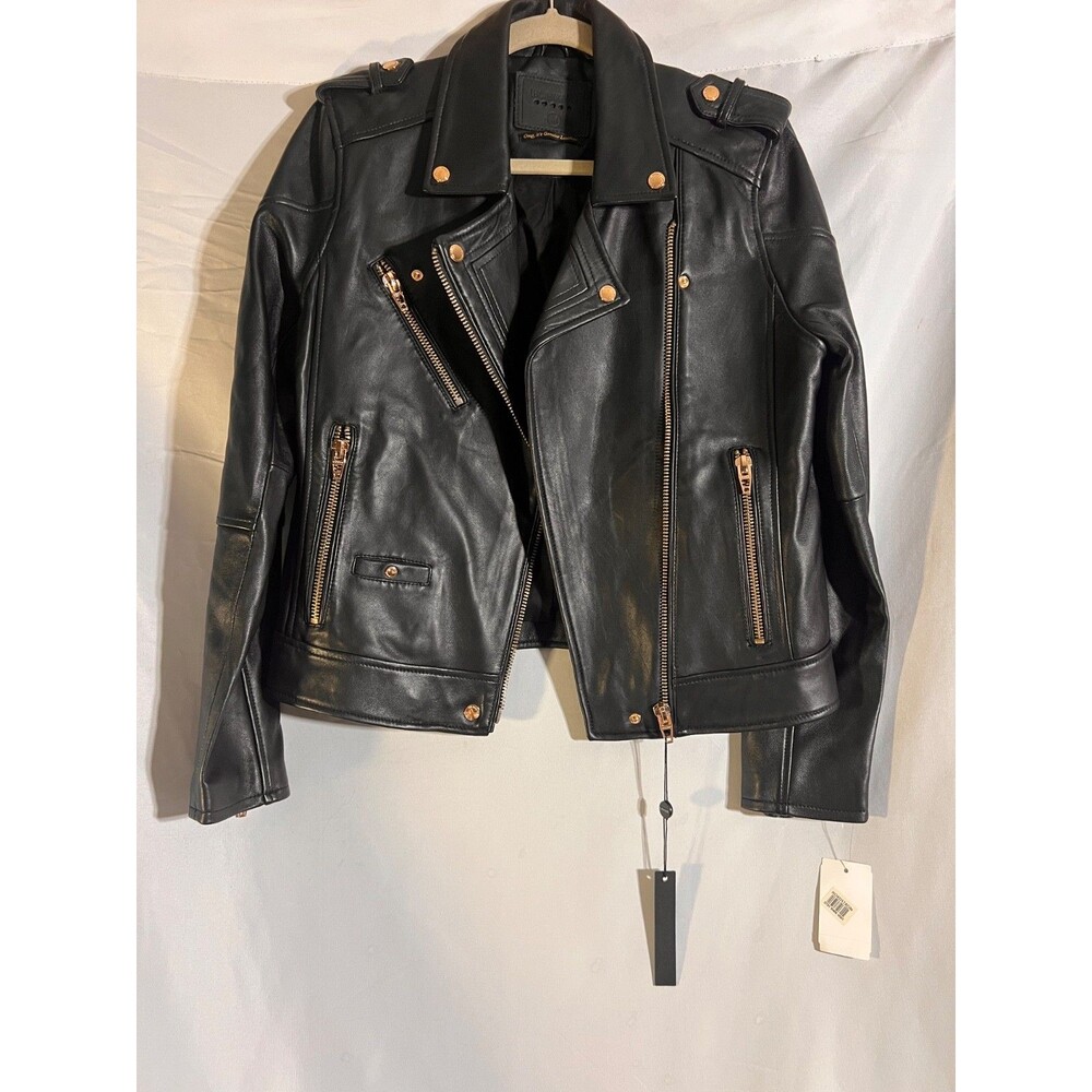 Blank NYC Jacket Women's M Black Leather Moto Biker Grunge Zip NWT